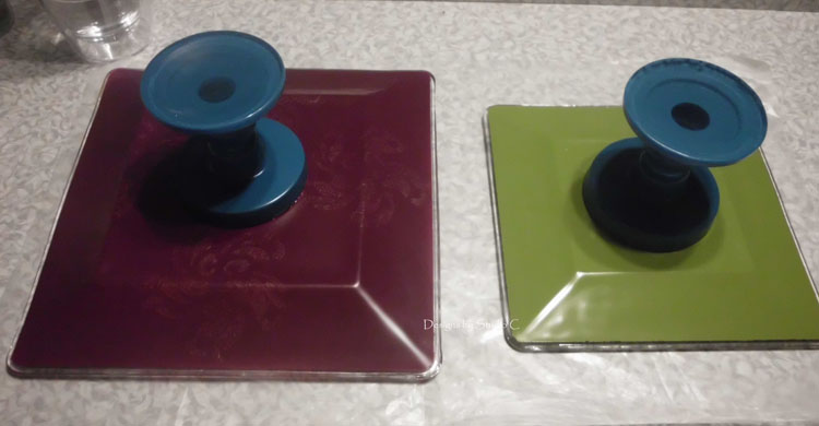 how to make cake stand glass plates position candle holder on bottom of plate