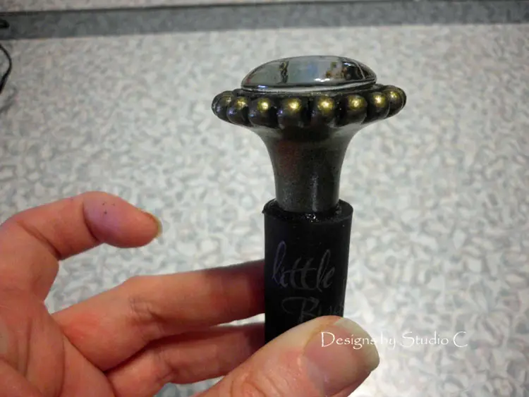 How to Make a Wine Bottle Stopper with a Drawer Knob close up smaller