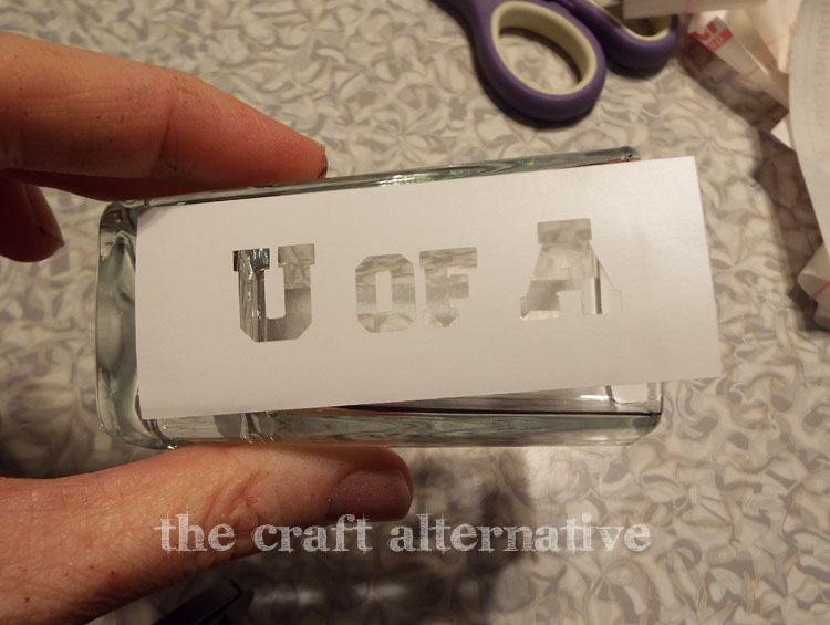 Make a Shot Glass, Etched and with Glitter letter stencil