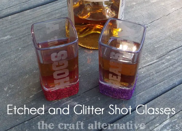 Make a Shot Glass, Etched and with Glitter 