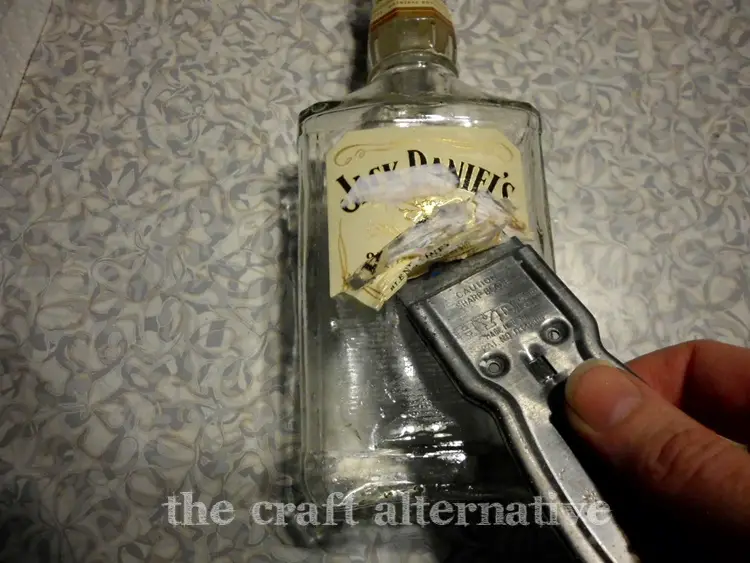 Painting Glass Bottles scrape off label