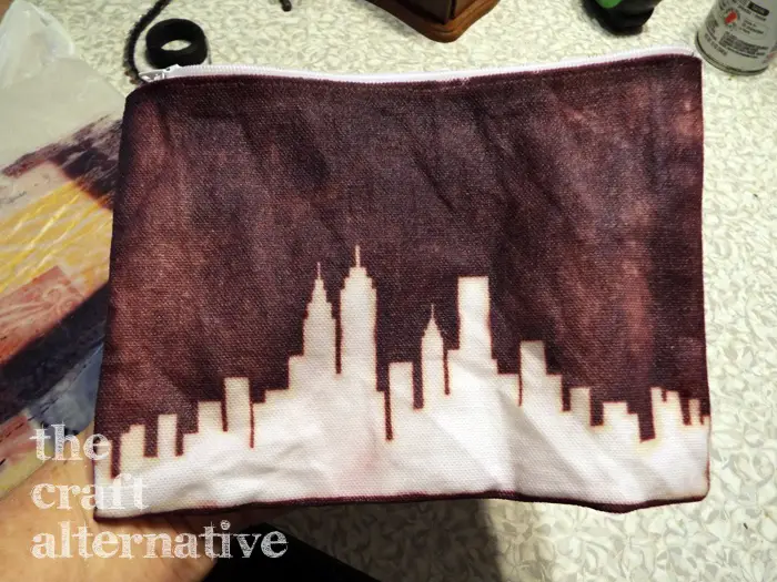 Ink Dye on a Canvas Pouch remove stencil or vinyl design