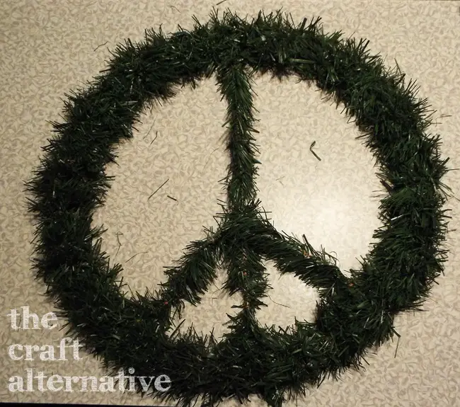 how to make a peace symbol wreath secure v shaped piece of garland