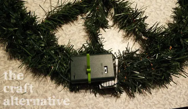 how to make a peace symbol wreath secure battery pack with a zip tie