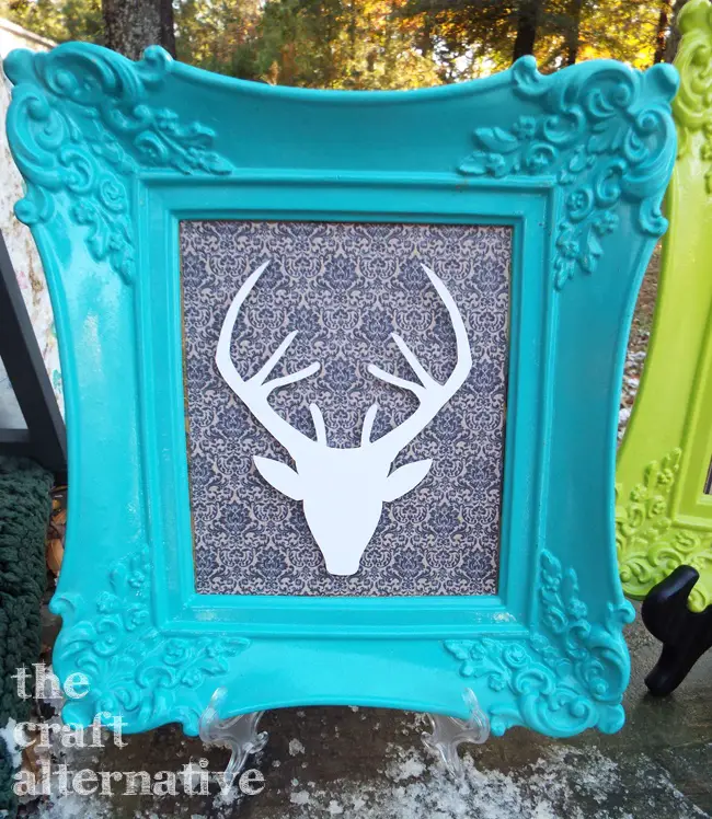 Framed Deer Wall Art_Turquoise