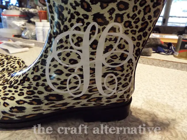 How to Add a Monogram and Ribbon to a Pair of Rain Boots_Monogram Applied