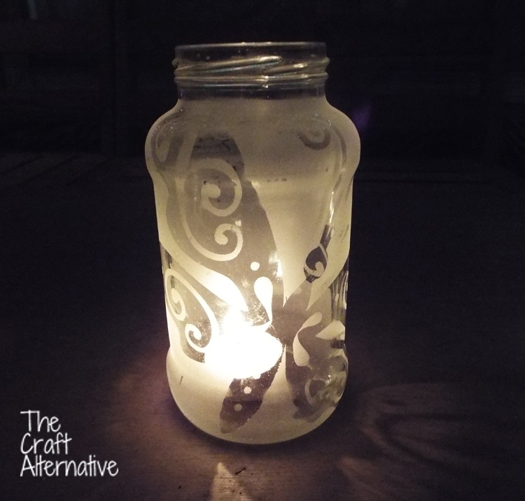 Easy to Make Frosted Jar Lanterns_Butterfly