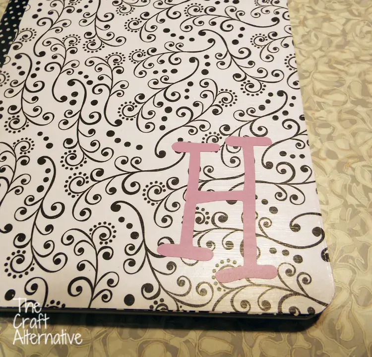 Adding Scrapbooking Paper and Washi Tape to a Composition Notebook_Monogram